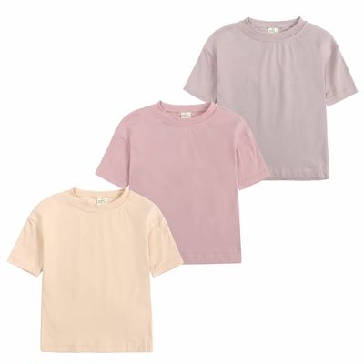 3 Pack Littie Kids Short Sleeve T-Shirt Crew Neck Solid Color Cotton Tee Tops Toddler Boys Girls Summer Clothes