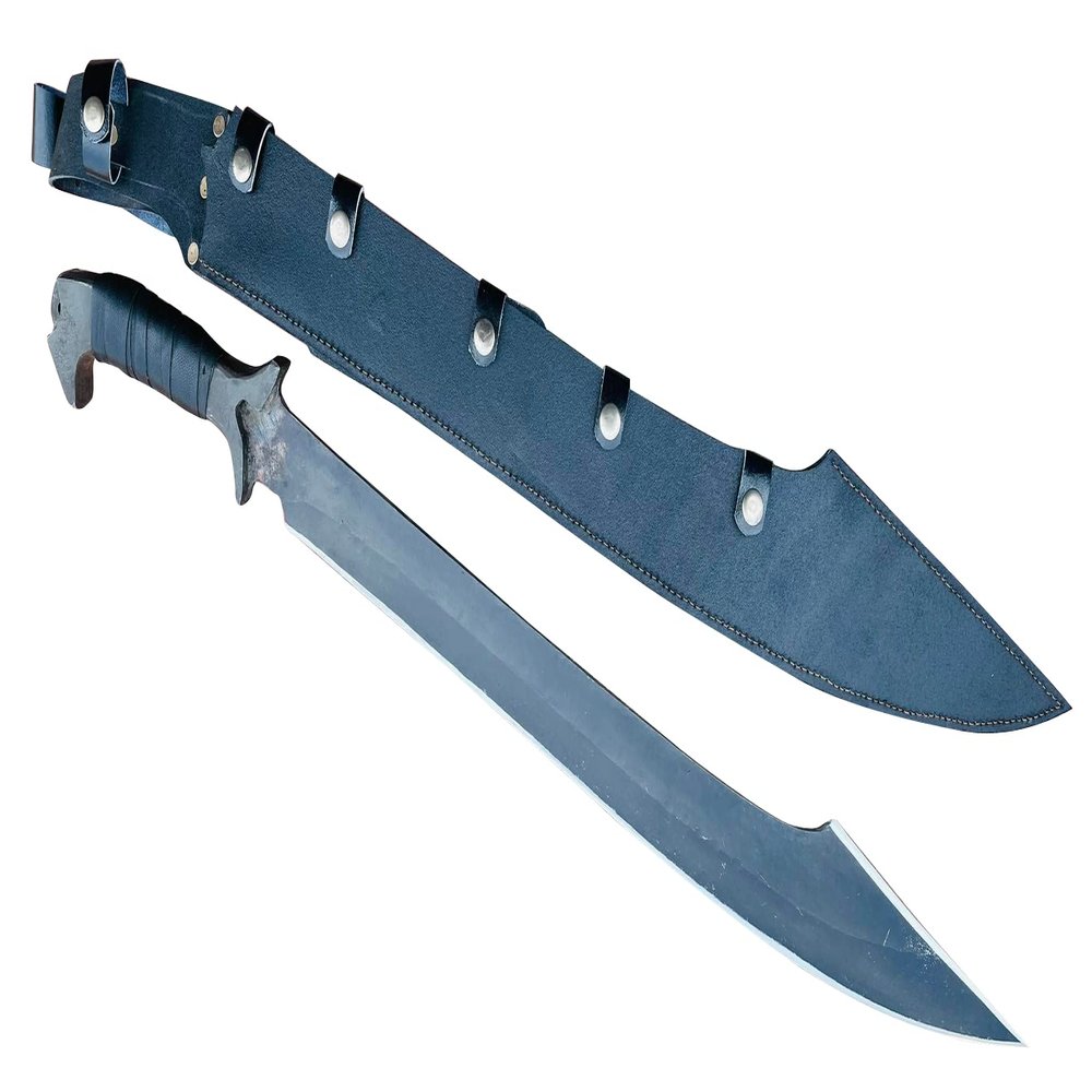 EGKH - 25 Inches Zombie Survival and Hunting Machete - 5160 Leaf Spring Steel - Full Tang - Rosewood Handle with Leather Wrap - Custom Knife with Leather Sheath