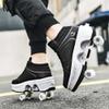Roller Skates for Women & Men - Outdoor 2 in 1 Parkour Shoes with Wheels for Girls & Boys - Double Row Deform Kick Roller Skates - Quad Skating Shoes for Recreation view 4
