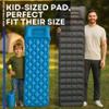 Kids Sleeping Pad for Camping and Sleepovers with Pillow, Inflatable Camping Mattress for Backpacking & Travel, Thick Toddler Cot Mat, Fast Inflating Sleeping Pads for Kids (Blue) view 3
