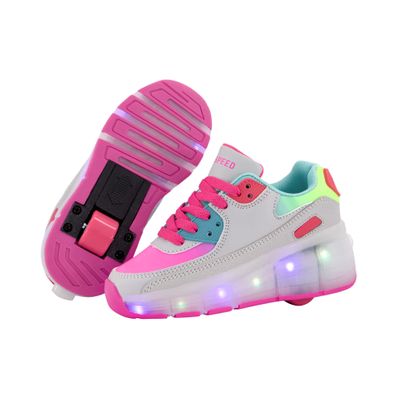7 Colors LED Rechargeable Kids Roller Skate Shoes with Single Wheel Shoes Sport Sneaker