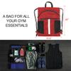BeeGreen Red Drawstring Backpack Bag w Water Bottle Pockets Large String Workout Bag Sackpack w Zipper Pockets Shoe Compartment Swim Sports Cinch Bag for Gym Yoga view 2