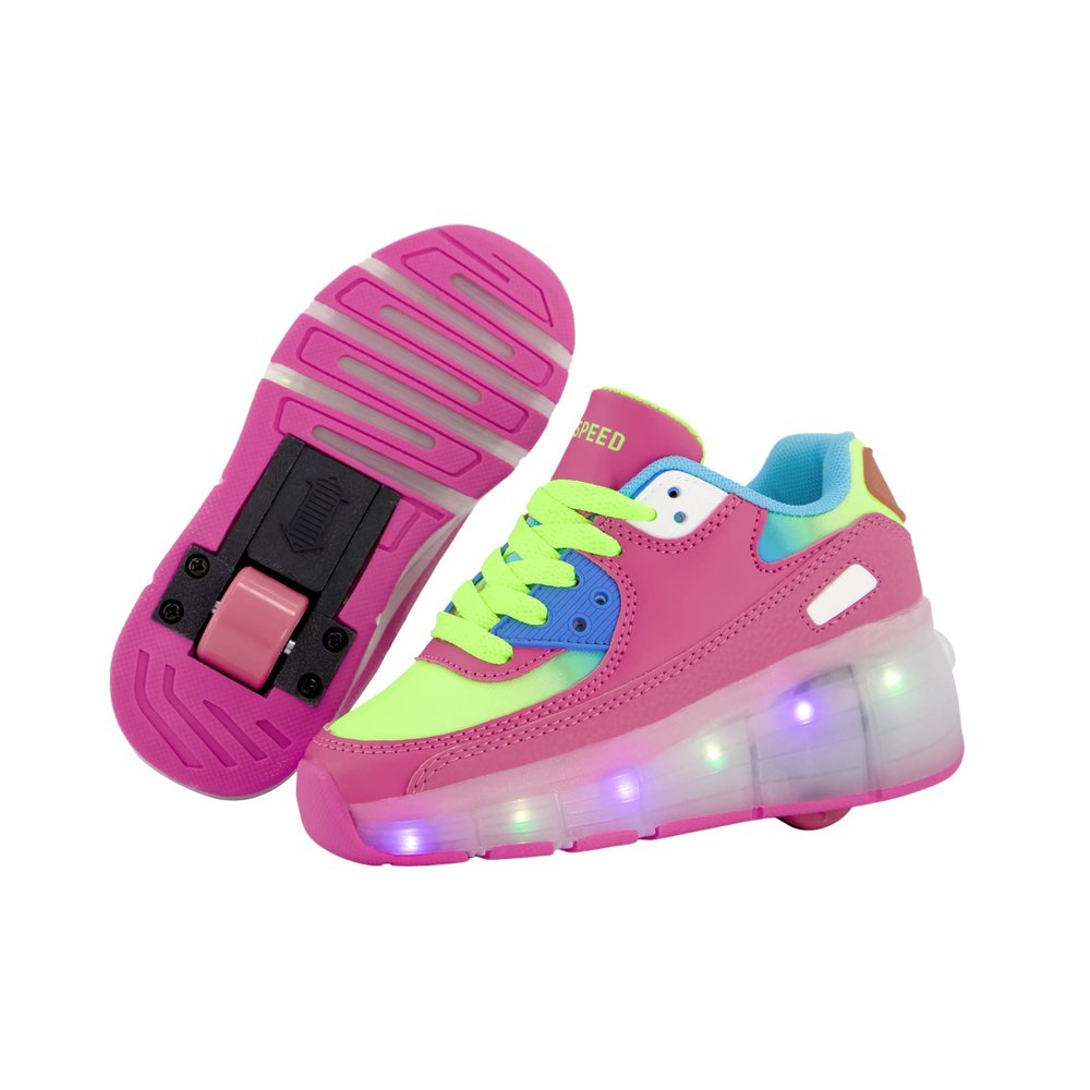 7 Colors LED Rechargeable Kids Roller Skate Shoes with Single Wheel Shoes Sport Sneaker
