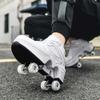 Roller Skates for Women & Men - Outdoor 2 in 1 Parkour Shoes with Wheels for Girls & Boys - Double Row Deform Kick Roller Skates - Quad Skating Shoes for Recreation view 2
