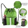 BeeGreen Fruit Green Workout Bag Drawstring Backpack with Shoe Compartment Large String Bag Sackpack with Front & Inner Zipper Pockets and Water Bottle Pockets Sports Cinch view 4