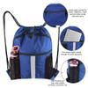 BeeGreen Royal Blue X-Large Drawstring Backpack with Front Shoe Compartment and Multiple Pockets view 4