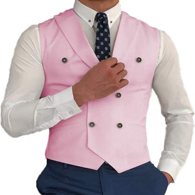 Zeattall Vest for Men Peak Lapel Slim Fit Suit Vest Double Breasted White Suit Waistcoat