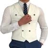 Zeattall Vest for Men Peak Lapel Slim Fit Suit Vest Double Breasted White Suit Waistcoat view 3
