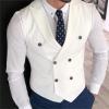 Zeattall Vest for Men Peak Lapel Slim Fit Suit Vest Double Breasted White Suit Waistcoat view 4