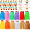 12 Sets Hawaiian Luau Hula Grass Skirt with Sunglasses Leis Necklace Hawaiian Outfits for Women Luau Party Outfits Hula Skirt Costume Set for Birthday Party Favors Adults Groups Carnival view 1