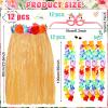 12 Sets Hawaiian Luau Hula Grass Skirt with Sunglasses Leis Necklace Hawaiian Outfits for Women Luau Party Outfits Hula Skirt Costume Set for Birthday Party Favors Adults Groups Carnival view 3