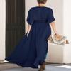 FANCYINN Women Long Lace Cover Up Bohemian Kimono Sheer Lace Tie Front Beachwear Crochet Dress Blue XS view 4
