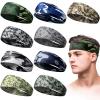 9 pcs Sweatbands for Men Workout Sport Headbands for Men Camo Headband Sweat Absorbing Headband Wide Sweatband for Head Basketball Football Cycling Running Yoga, 4.7 x 9.8 Inch(Mixed Style) view 1
