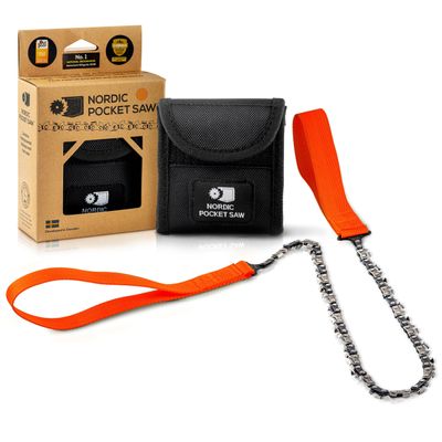 Nordic Pocket Saw 36 Inch Pocket Chainsaw with 50 Bi-Directional Teeth for Clearing Trails - Handy Backpacking Saw with Extra Large Nylon Handle Loops - for Survival and Emergency Situations