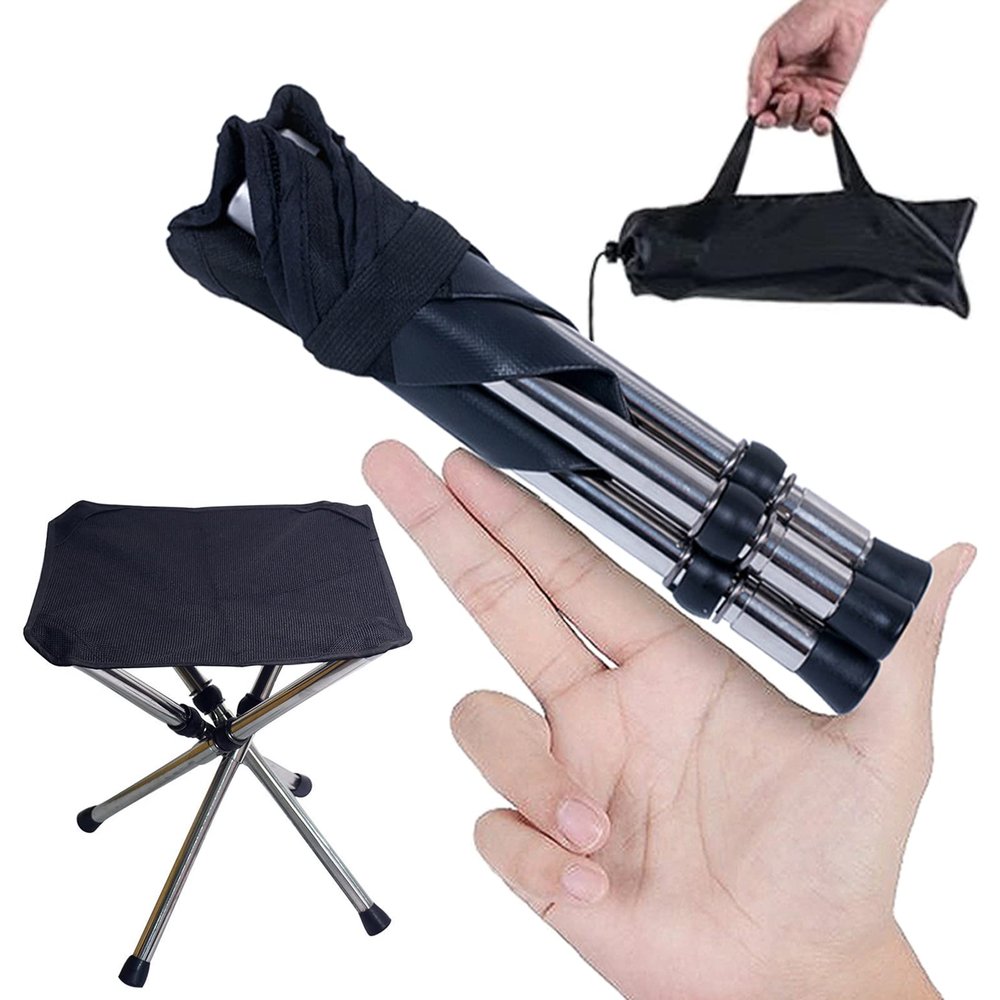IEHBJA Mini Camping Stool Portable Folding Chairs Lightweight Fishing Stool with Carry Bag Ideal for Picnic Garden BBQ Travel Hiking Beach Gathering,L