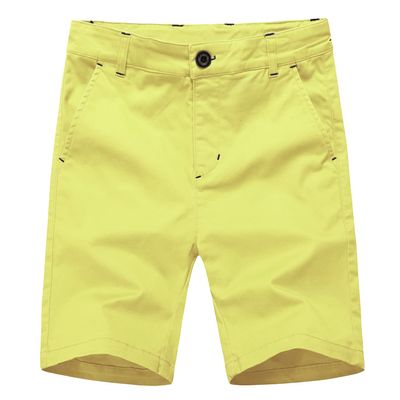 BASADINA Boys Shorts with Adjustable Waist School Chino Shorts for Kid 4-14 Years, 6 Colors to Choose Yellow