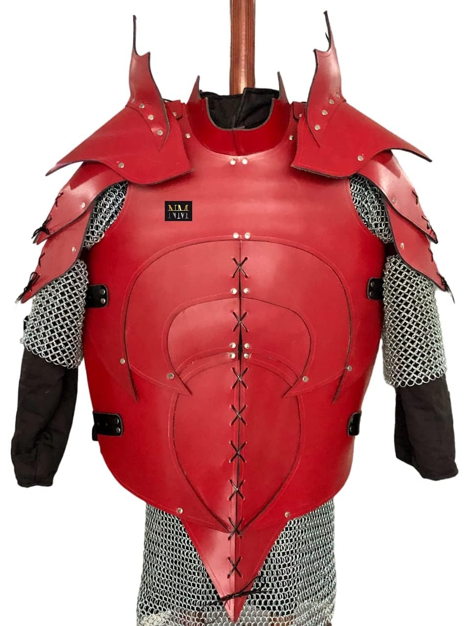 Nautical-Mart Leather Body Armour Demon LARP Armor Halloween Costume Green (Leather Armour with shoulders)