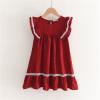 Toddler Baby Girl Cotton Linen Dress Summer Casual Ruffle Sleeveless Kids Princess Party Dresses Sundress 2-7 Years (Red, 6-7 Years) view 2