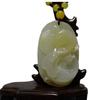 2.4" China Certified Nature Yellow Dragon Jade Lucky Parrot and Lotus Root Hand Carved Necklace Pendants 2360 view 1