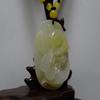 2.4" China Certified Nature Yellow Dragon Jade Lucky Parrot and Lotus Root Hand Carved Necklace Pendants 2360 view 2