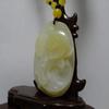 2.4" China Certified Nature Yellow Dragon Jade Lucky Parrot and Lotus Root Hand Carved Necklace Pendants 2360 view 3