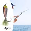 Amagogo Trout Salmon Perch Fishing Lure Multiple Colors Saltwater Bass Trout Perch Jig Lure Sea Trout Minnow Streamer Fly, 4pcs C view 4