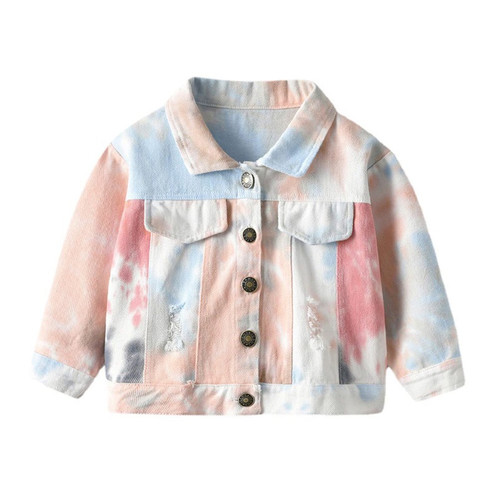 EISHOW Toddler Baby Denim Jackets Jeans Basic Coat Ripped Top Fall Cowboy Button Down Outwear Clothes for Kids Girls Boys (Orange,8-10 Years)
