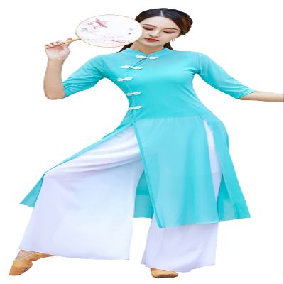 Angcoco Women's Traditional Cheongsam Style Half Sleeved Dress+Inner Camisole Set Green