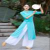 Angcoco Women's Traditional Cheongsam Style Half Sleeved Dress+Inner Camisole Set Green view 2
