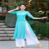 Angcoco Women's Traditional Cheongsam Style Half Sleeved Dress+Inner Camisole Set Green view 4