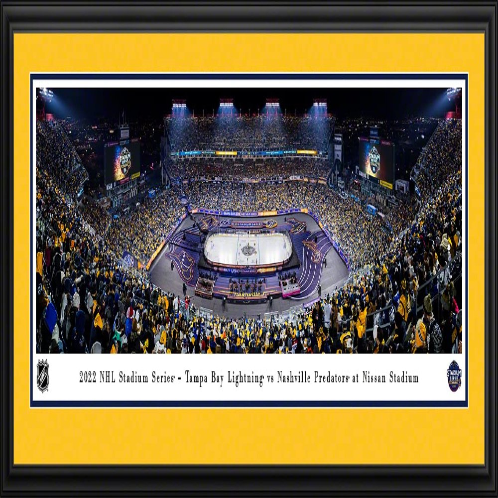 2022 NHL Stadium Series, Tampa Bay Lightning vs Nashville Predators - 44x18-inch Double Mat, Deluxe Framed Picture by Blakeway Panoramas