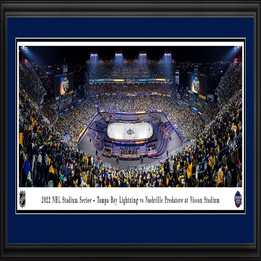 2022 NHL Stadium Series, Tampa Bay Lightning vs Nashville Predators - 44x18-inch Double Mat, Deluxe Framed Picture by Blakeway Panoramas