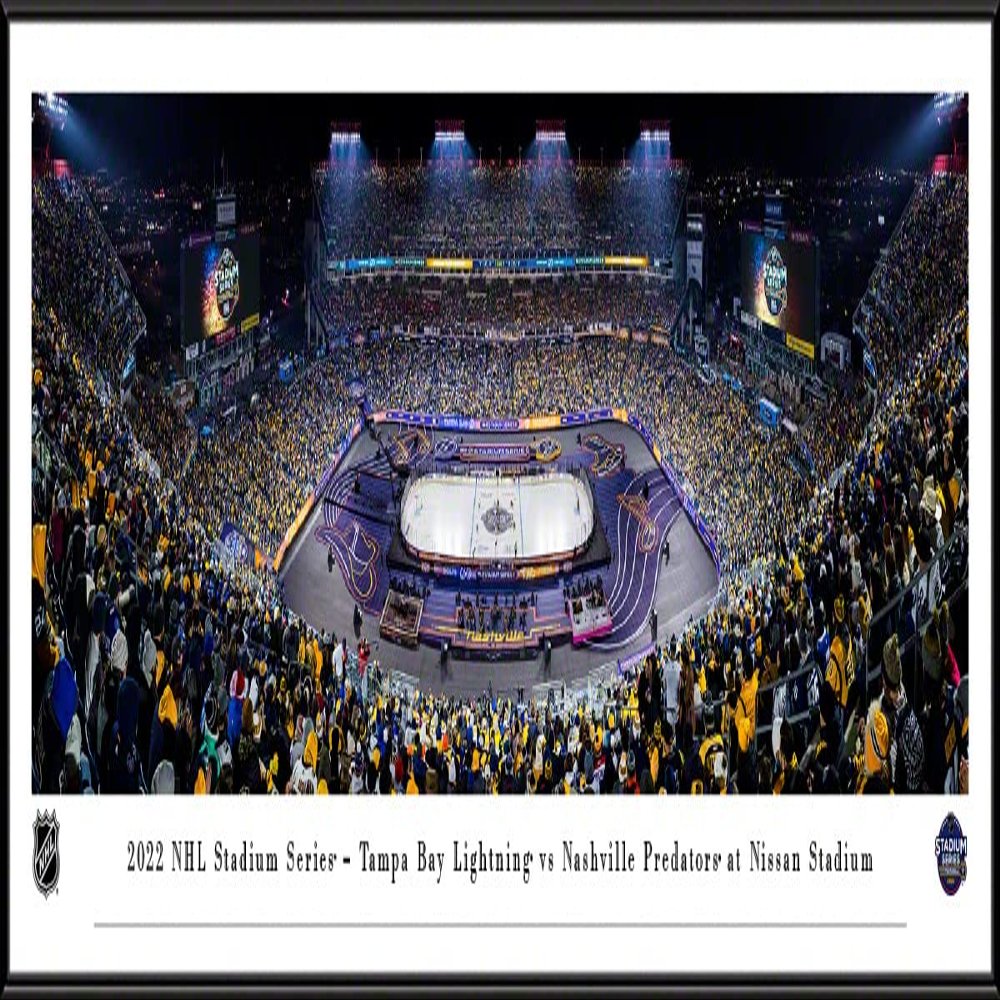 2022 NHL Stadium Series, Tampa Bay Lightning vs Nashville Predators - 40.25x13.75-inch Standard Framed Print by Blakeway Panoramas
