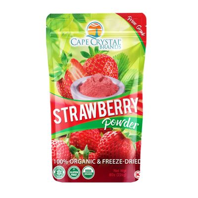 8-oz. Strawberry Powder by Cape Crystal Brands - Freeze Dried, USDA Certified Organic, Gluten-Free, Non-GMO, Vegan