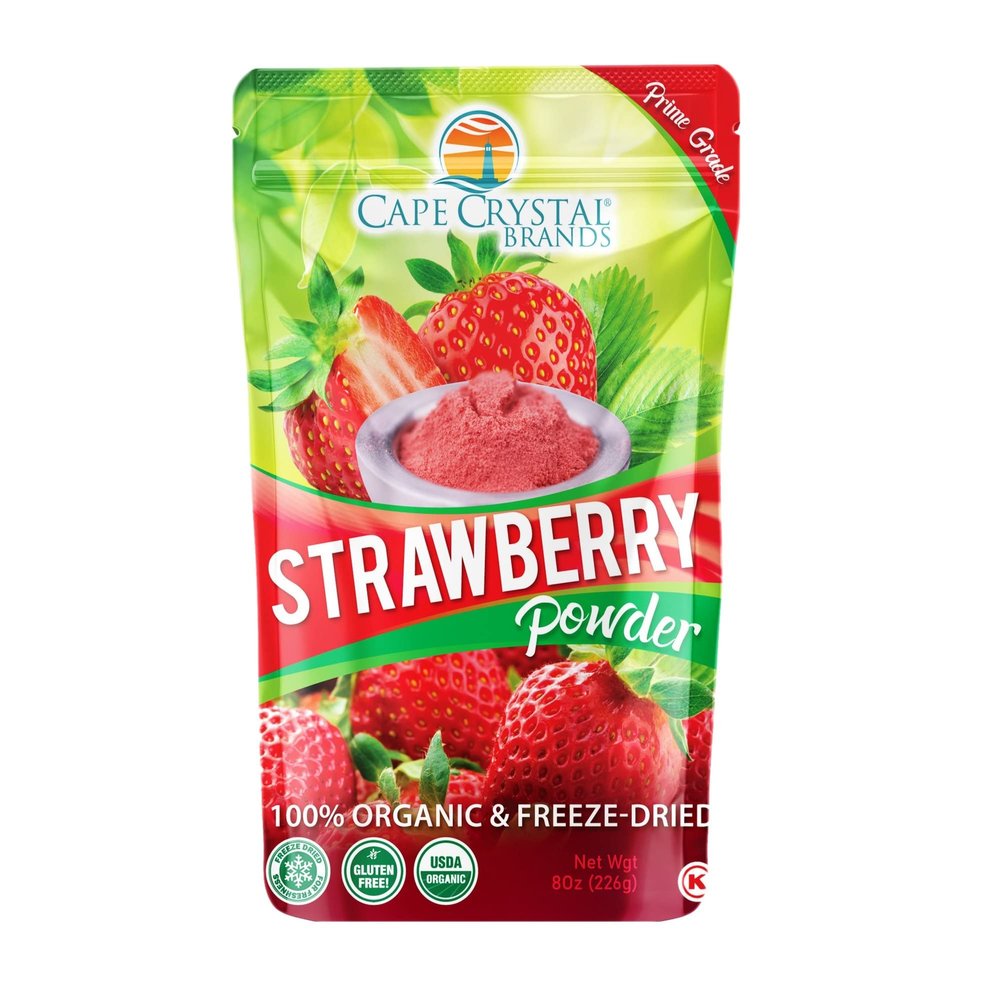 8-oz. Strawberry Powder by Cape Crystal Brands - Freeze Dried, USDA Certified Organic, Gluten-Free, Non-GMO, Vegan