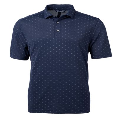Cutter & Buck Virtue Eco Pique Tile Print Recycled Mens Big & Tall Polo, Navy Blue, 3XT