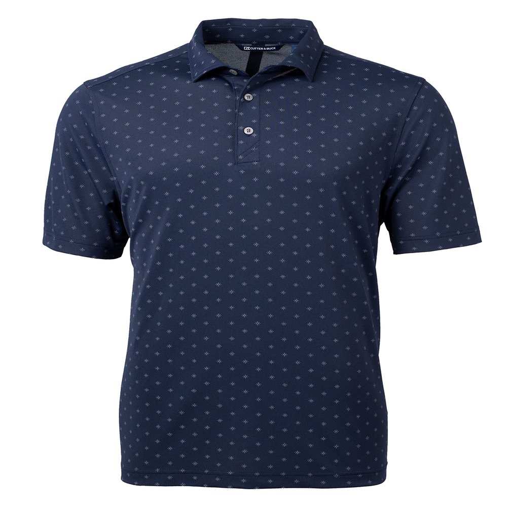 Cutter & Buck Virtue Eco Pique Tile Print Recycled Mens Big & Tall Polo, Navy Blue, 3XT