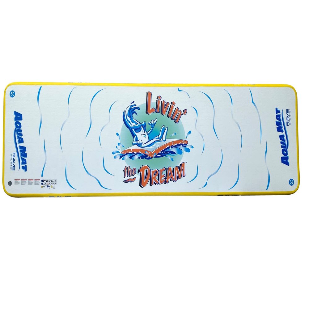 Rave Sports Aqua Mat LTD Inflatable Floating Mat, Platform and Swim Dock with Dropstitch PVC Construction (18 ft x 5 ft)