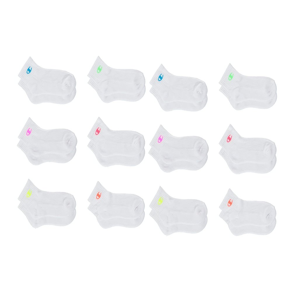 Champion unisex child Kids' Multipacks Socks, Quarter 12pk - Neon "C", 9 11 US