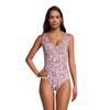 Lands' End Womens Slender Suit Grecian One Piece Swimsuit White Retro Paisley Regular 6 view 1