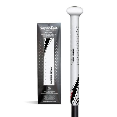 Sniper Skin Baseball Heat-Activated Bat Grip, Easy Install Tacked Non-Slip for Baseball & Softball Sports, Custom Fit Wrap That Lasts Up to 3 Times Longer - White Tiger Shark