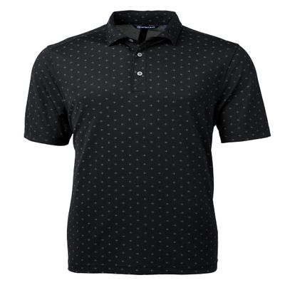 Cutter & Buck mens Virtue Eco Pique Tile Print Recycled Big Tall Polo Shirt, Black, 1X US