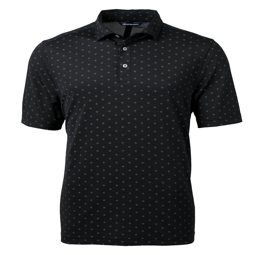 Cutter & Buck mens Virtue Eco Pique Tile Print Recycled Big Tall Polo Shirt, Black, 1X US