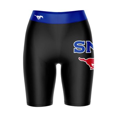 Vive La Fete SMU Mustangs Game Day Logo Black & Blue Women's Biker Short 9" Inseam