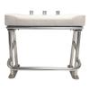Fishmaster Original Leaning Post for Center Console Fishing Boats  Three Rocket Launcher Rod Holders, Rectractable Footrest, Flow Through Foam  White Upholstery/Polished Anodized view 2