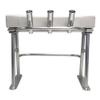 Fishmaster Original Leaning Post for Center Console Fishing Boats  Three Rocket Launcher Rod Holders, Rectractable Footrest, Flow Through Foam  White Upholstery/Polished Anodized view 4