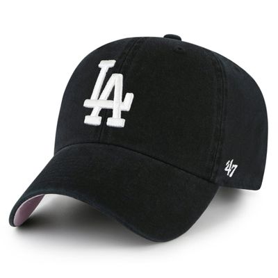 '47 Los Angeles Dodgers Ballpark Clean Up Dad Hat Baseball Cap (Black/White/Pink)