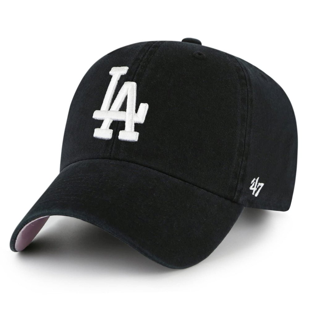 '47 Los Angeles Dodgers Ballpark Clean Up Dad Hat Baseball Cap (Black/White/Pink)