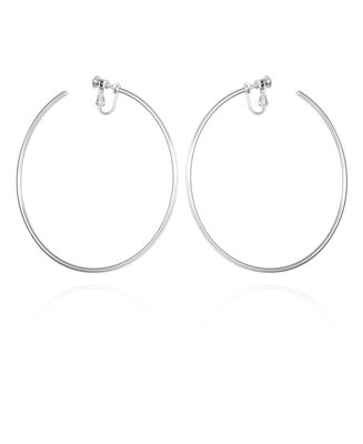 Vince Camuto Silver Tone Extra Large Open Hoop Earrings For Women, Clip On, XL
