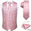 Barry.Wang Light Pink Flower Formal Men Vest Paisley Jacquard Silk Tie Suit Waistcoat Set Wedding 5PCS view 1